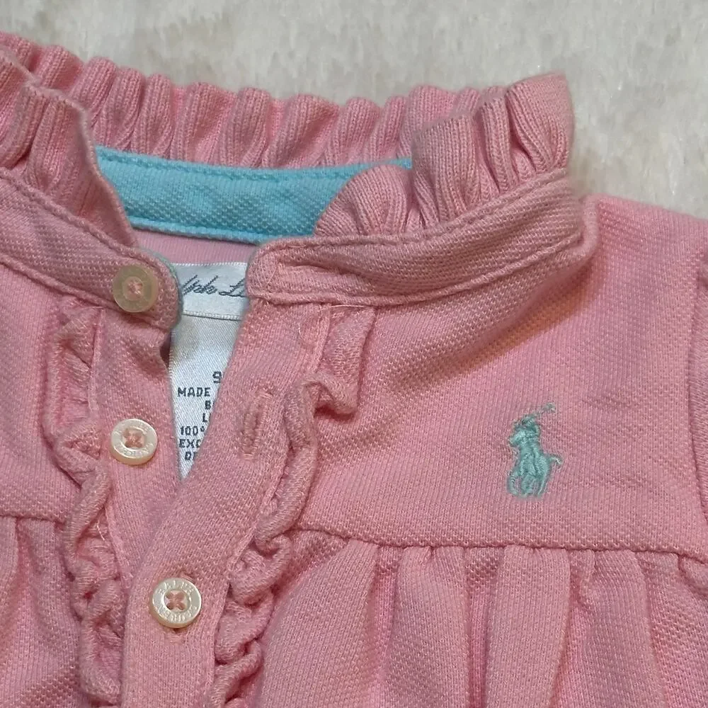 Ralph Lauren Pink Ruffle Romper sz 9 months Ralph Lauren Bubble Romper